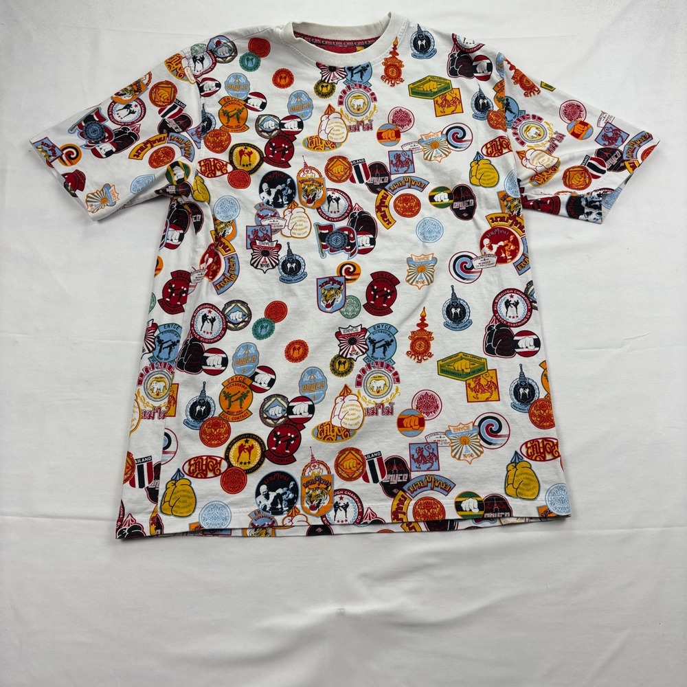 Enyce Muay Thai Kickboxing‎ All Over Print Graphic T-Shirt XL White Streetwear